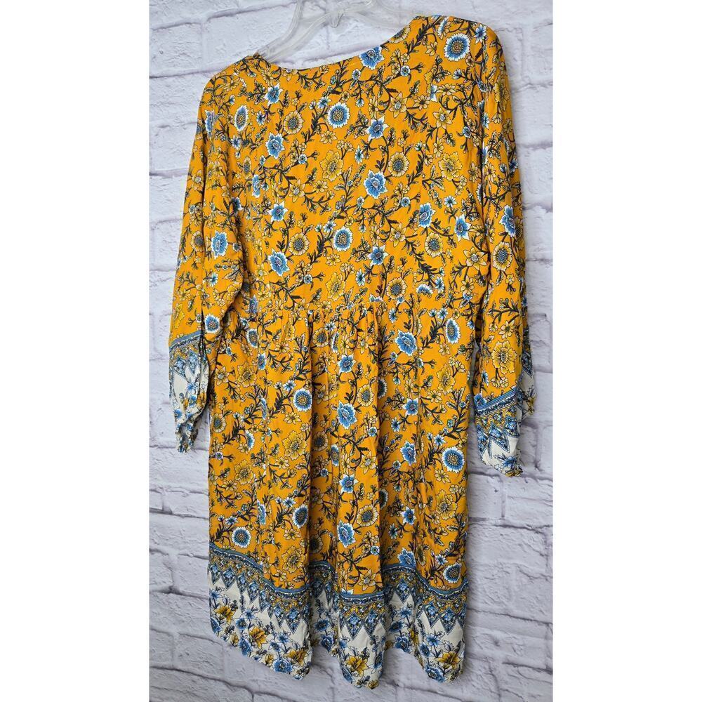 Umgee Dress Womens Small Yellow Floral Boho Hippie Garden Party Colorful - Picture 4 of 7
